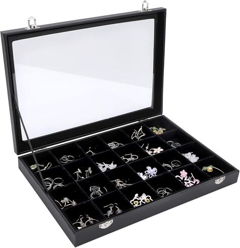 Large Earring Holder Organizer Box, 12-Compartment Jewelry Organizer Drawer for Earrings, Studs, Necklaces, Rings, Jewelry Accessories, Collections in Saudi Arabia
