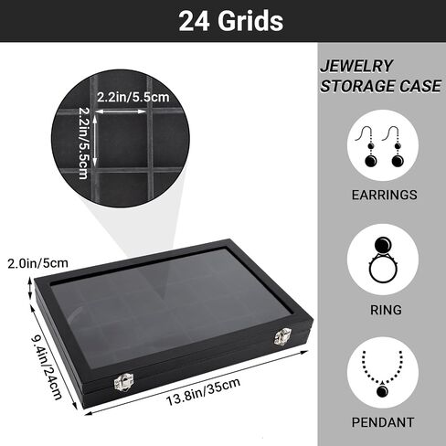 Large Earring Holder Organizer Box, 12-Compartment Jewelry Organizer Drawer for Earrings, Studs, Necklaces, Rings, Jewelry Accessories, Collections in Saudi Arabia