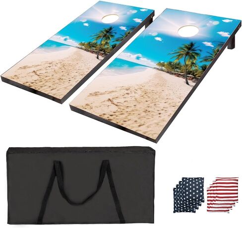 Cornhole Set,Corn Hole Boards Set,Regulation Size Cornhole Game Set, Corn Hole Set with 8 Bean Bags & Carry Bag, Corn Holes Outdoor Game Perfect for Backyard Beach Lawn in Saudi Arabia