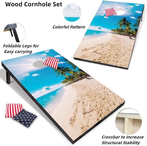 Cornhole Set,Corn Hole Boards Set,Regulation Size Cornhole Game Set, Corn Hole Set with 8 Bean Bags & Carry Bag, Corn Holes Outdoor Game Perfect for Backyard Beach Lawn in Saudi Arabia