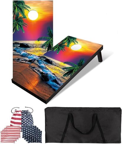 Cornhole Set,Corn Hole Boards Set,Regulation Size Cornhole Game Set, Corn Hole Set with 8 Bean Bags & Carry Bag, Corn Holes Outdoor Game Perfect for Backyard Beach Lawn in Saudi Arabia