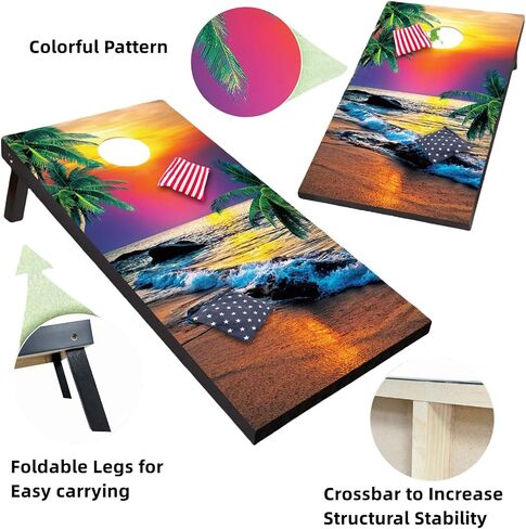 Cornhole Set,Corn Hole Boards Set,Regulation Size Cornhole Game Set, Corn Hole Set with 8 Bean Bags & Carry Bag, Corn Holes Outdoor Game Perfect for Backyard Beach Lawn in Saudi Arabia