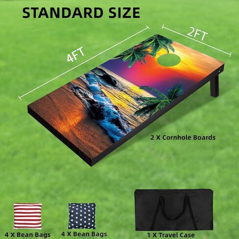 Cornhole Set,Corn Hole Boards Set,Regulation Size Cornhole Game Set, Corn Hole Set with 8 Bean Bags & Carry Bag, Corn Holes Outdoor Game Perfect for Backyard Beach Lawn in Saudi Arabia