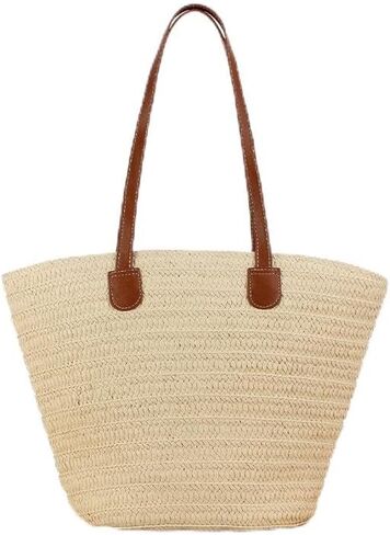 Straw Bag Women Rattan Woven Shoulder Handbag Summer Beach Bag Top Handle Big Capacity Travel Tote in Saudi Arabia