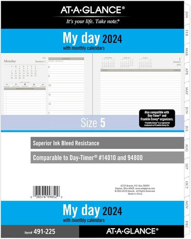 AT-A-GLANCE 2025 Planner, Daily, 8-1/2" x 11", Folio Size, Two Page Per Day Refill, Loose-Leaf (491-225-25) in Saudi Arabia