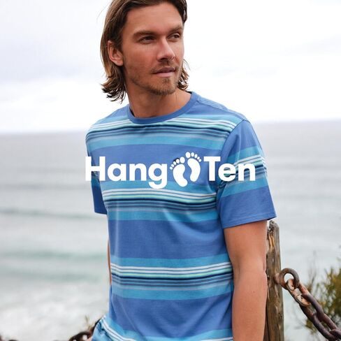 Hang Ten Mens Radical Stripe Knit T-Shirt - Casual Shirts for Men - Vintage Inspired Short Sleeve Knit Tee in Saudi Arabia