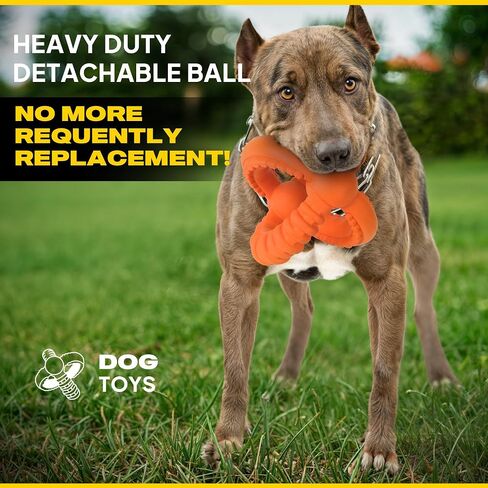 Fida Dog Chew Toys for Aggressive Chewers, 3-in-1 Indestructible Interactive Dog Toys, Unique Detachable Natural Rubber Dog Balls Tug &Fetch Toys for Large Dogs & Medium Dogs(Orange, L) in Saudi Arabia