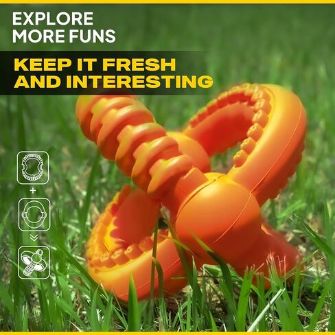 Fida Dog Chew Toys for Aggressive Chewers, 3-in-1 Indestructible Interactive Dog Toys, Unique Detachable Natural Rubber Dog Balls Tug &Fetch Toys for Large Dogs & Medium Dogs(Orange, L) in Saudi Arabia