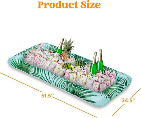 sloosh 2-pack نفخ تقديم القضبان برودة - نمط ورقة نفخ برودة الجليد بوفيه سلطة تخدم الصواني مع قابس الصرف، الطعام الشراب برودة للداخلية في الهواء الطلق الصيف نزهة حمام السباحة الشاطئ لوا الطرف in Kuwait
