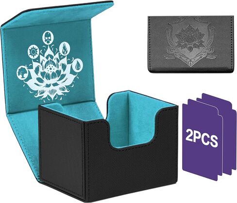 صندوق MTG Commander Deck Box مع مقسمين، يناسب أكثر من 120 بطاقة ذات أكمام واحدة، صندوق سطح تجميع سحري مغناطيسي قوي، صندوق تخزين بطاقات التداول من جلد البولي يوريثان لبطاقات TCG، CCG، MTG (أزرق سماوي) in Saudi Arabia
