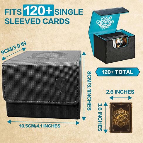 صندوق MTG Commander Deck Box مع مقسمين، يناسب أكثر من 120 بطاقة ذات أكمام واحدة، صندوق سطح تجميع سحري مغناطيسي قوي، صندوق تخزين بطاقات التداول من جلد البولي يوريثان لبطاقات TCG، CCG، MTG (أزرق سماوي) in Saudi Arabia