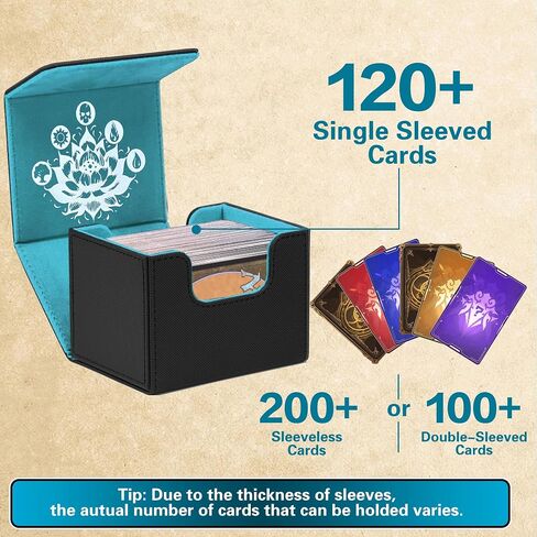 صندوق MTG Commander Deck Box مع مقسمين، يناسب أكثر من 120 بطاقة ذات أكمام واحدة، صندوق سطح تجميع سحري مغناطيسي قوي، صندوق تخزين بطاقات التداول من جلد البولي يوريثان لبطاقات TCG، CCG، MTG (أزرق سماوي) in Saudi Arabia