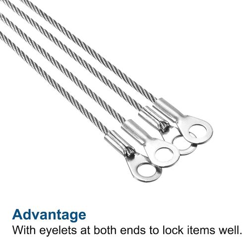 PATIKIL Stainless Steel Lanyard Cable 1.5mmx10cm, 4 Pack Eyelets Ended Security Wire Rope in Saudi Arabia