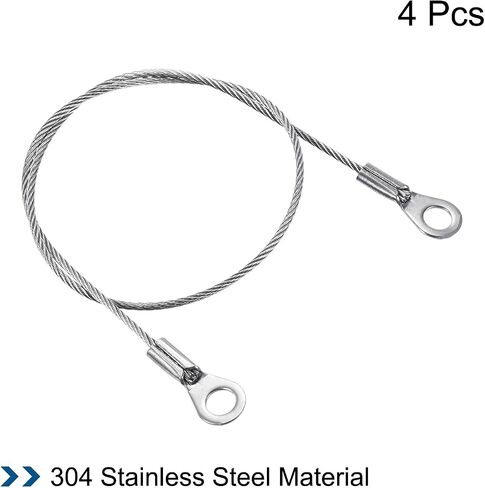 PATIKIL Stainless Steel Lanyard Cable 1.5mmx10cm, 4 Pack Eyelets Ended Security Wire Rope in Saudi Arabia