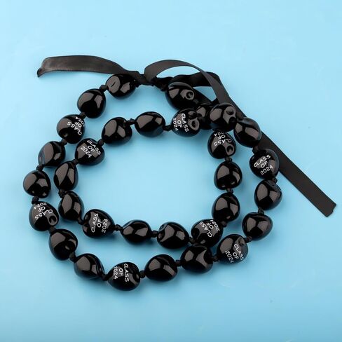 BNQL Chunky Hawaiian Kukui Nut Lei Necklace with Ribbon Bow Closure Graduation Gift class of 2024 Hawaiian Kukui Nut Necklace in Saudi Arabia