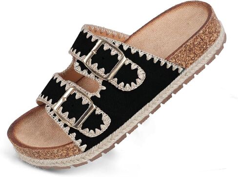 Platform Sandals Women Open Toe Cork Platform Sandals Slip on Buckle Sandals for Women Casual Dressy Summer in Saudi Arabia