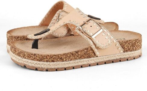 Platform Sandals Women Open Toe Cork Platform Sandals Slip on Buckle Sandals for Women Casual Dressy Summer in Saudi Arabia