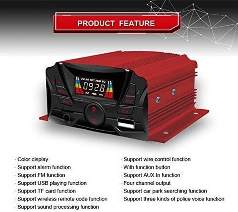UTV,ATV, Anti-Theft Bluetooth Motor Remote 3.34" Motorcycle Bluetooth Wireless Speaker MP3 Music Player Sound Audio Stereo Amplifier (Black) in Saudi Arabia