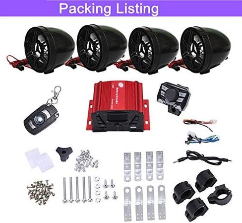 UTV,ATV, Anti-Theft Bluetooth Motor Remote 3.34" Motorcycle Bluetooth Wireless Speaker MP3 Music Player Sound Audio Stereo Amplifier (Black) in Saudi Arabia