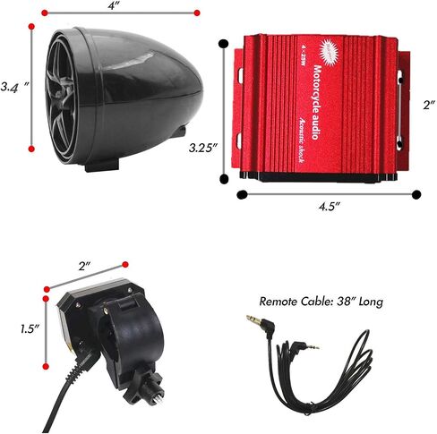 UTV,ATV, Anti-Theft Bluetooth Motor Remote 3.34" Motorcycle Bluetooth Wireless Speaker MP3 Music Player Sound Audio Stereo Amplifier (Black) in Saudi Arabia