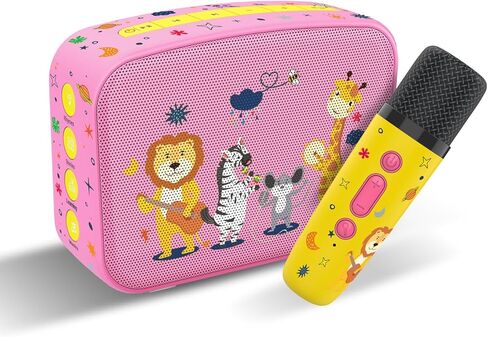 كارفان ساريجاما ميني للأطفال مع ميكروفون لاسلكي - أكثر من 300 قصة محملة مسبقًا وقافية وتعلم وعبارات مع بطارية قابلة لإعادة الشحن/بلوتوث/USB/مدخل Aux/تشغيل في حلقة - وردي فاتح in Kuwait