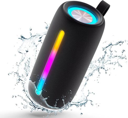مكبرات صوت بلوتوث LENRUE M6 مع بلوتوث V5.3، أضواء RGB، صوت عالي الدقة 10 وات، اقتران لاسلكي حقيقي، مقاومة للماء IPX5، مكبر صوت محمول للسفر والمنزل والحفلات الخارجية والشاطئ in Kuwait