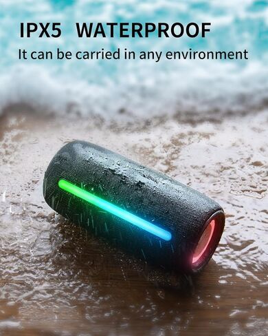 مكبرات صوت بلوتوث LENRUE M6 مع بلوتوث V5.3، أضواء RGB، صوت عالي الدقة 10 وات، اقتران لاسلكي حقيقي، مقاومة للماء IPX5، مكبر صوت محمول للسفر والمنزل والحفلات الخارجية والشاطئ in Kuwait