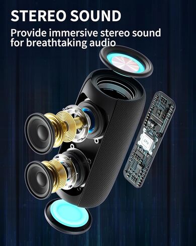 مكبرات صوت بلوتوث LENRUE M6 مع بلوتوث V5.3، أضواء RGB، صوت عالي الدقة 10 وات، اقتران لاسلكي حقيقي، مقاومة للماء IPX5، مكبر صوت محمول للسفر والمنزل والحفلات الخارجية والشاطئ in Kuwait
