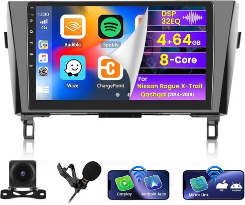 Roinvou [2G+64G] for Nissan Rogue X-Trail Qashqai 2014-2018 Car Radio with Wireless Carplay/Android Auto, 10.1 Inch Android 13 IPS Touch Screen Car Stereo, Bluetooth, GPS, WiFi, SWC, HiFi in Saudi Arabia