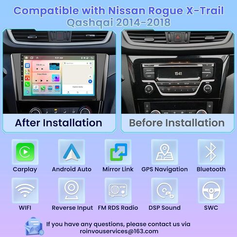 Roinvou [2G+64G] for Nissan Rogue X-Trail Qashqai 2014-2018 Car Radio with Wireless Carplay/Android Auto, 10.1 Inch Android 13 IPS Touch Screen Car Stereo, Bluetooth, GPS, WiFi, SWC, HiFi in Saudi Arabia