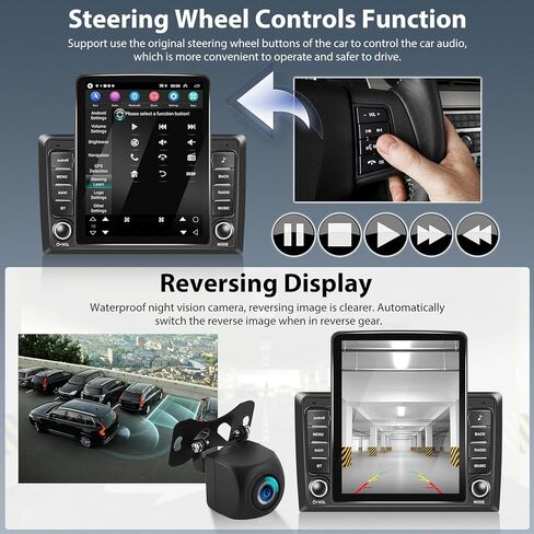 2+64G Android 13 Double Din Car Stereo 9.5 بوصة شاشة لمس عمودية مع Apple Carplay Android Auto Mirror Link مشغل الوسائط المتعددة وحدة رئيسية FM RDS HiFi Bluetooth WiFi GPS + AHD كاميرا احتياطية وميكروفون in Kuwait
