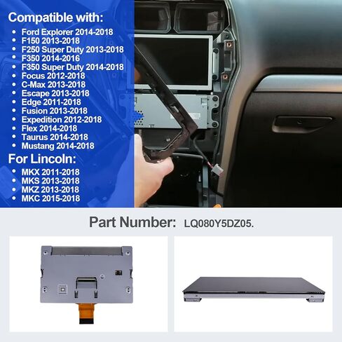 شاشة LCD تعمل باللمس مقاس 8 بوصات مع محول رقمي للملاحة Sync 3 متوافق مع Ford Explorer F150 F250 F350 Focus Escape Edge وLincoln MKX MKS MKZ MKC 2011-2018، LQ080Y5DZ05 in Kuwait