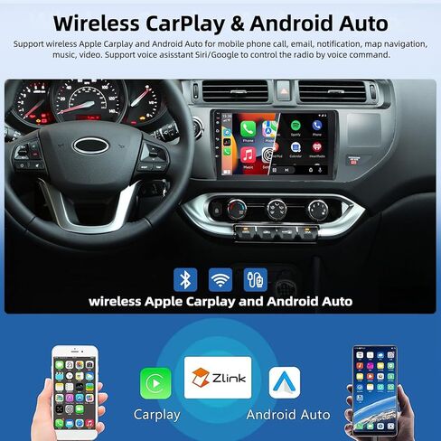 راديو ستيريو للسيارة 2G+32G لسيارة Kia Rio 2012 2013 2014 مع CarPlay اللاسلكي Android Auto Head Unit 9 بوصة شاشة تعمل باللمس Android 13 راديو مع نظام ملاحة GPS WiFi Bluetooth FM RDS Mirror Link Backup Camera in Kuwait