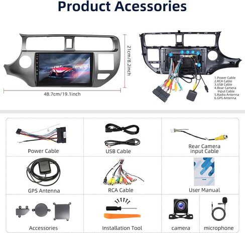 راديو ستيريو للسيارة 2G+32G لسيارة Kia Rio 2012 2013 2014 مع CarPlay اللاسلكي Android Auto Head Unit 9 بوصة شاشة تعمل باللمس Android 13 راديو مع نظام ملاحة GPS WiFi Bluetooth FM RDS Mirror Link Backup Camera in Kuwait