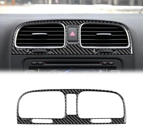Compatible with Carbon Fiber Center Consoles Air Conditioning Outlet Panel Cover Interior Trim Accessories for VW Volkswagen Golf 6 GTI MK6 2008-2013 (Black 1pc) in Saudi Arabia
