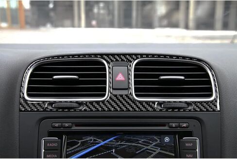 Compatible with Carbon Fiber Center Consoles Air Conditioning Outlet Panel Cover Interior Trim Accessories for VW Volkswagen Golf 6 GTI MK6 2008-2013 (Black 1pc) in Saudi Arabia