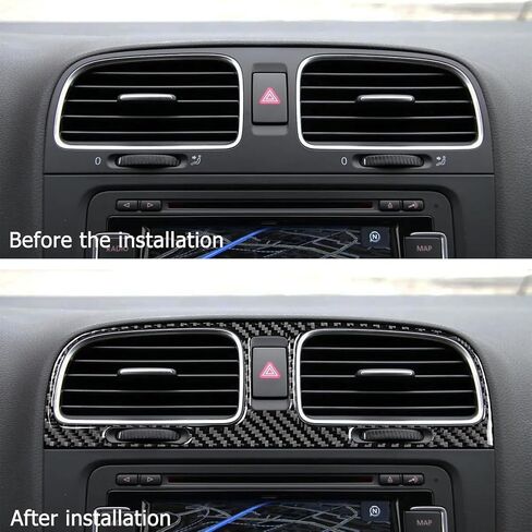 Compatible with Carbon Fiber Center Consoles Air Conditioning Outlet Panel Cover Interior Trim Accessories for VW Volkswagen Golf 6 GTI MK6 2008-2013 (Black 1pc) in Saudi Arabia