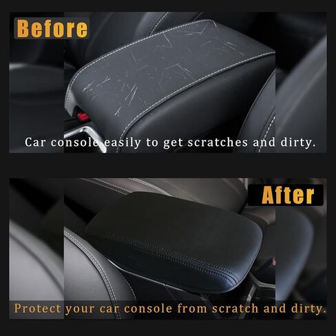 غطاء وحدة التحكم المركزية Pincuttee لسيارة Subaru Forester 2019-2022 2023، واقي صندوق مسند الذراع الأوسط من الجلد، غطاء وحدة التحكم المتين، ملحقات السيارة الداخلية (أسود-سوبارو، قطعة واحدة) in Kuwait