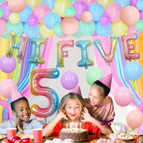 Hi Five Birthday Party Decorations Boy, Blue 5th Birthday Decorations Backdrop Cake Cupcake Topper Blue Black Balloon Number 5 High Five Foil Balloon for Boy 5 Year Old Birthday Party in Kuwait