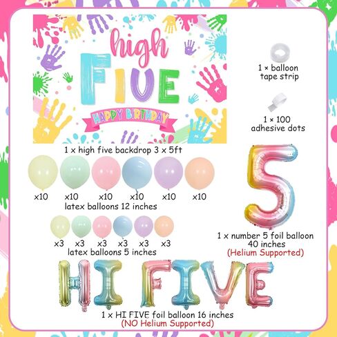 Hi Five Birthday Party Decorations Boy, Blue 5th Birthday Decorations Backdrop Cake Cupcake Topper Blue Black Balloon Number 5 High Five Foil Balloon for Boy 5 Year Old Birthday Party in Kuwait