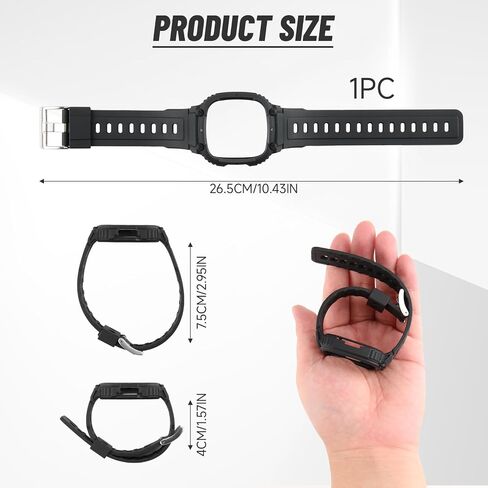 Watch Strong Protective Case with Band, Anti-drop Shock-proof Scratch-resistant Soft Silicon Adjustable Bumper, Protector and Strap Accessories Compatible with Fitbit Versa 3/4 [Black] in Saudi Arabia