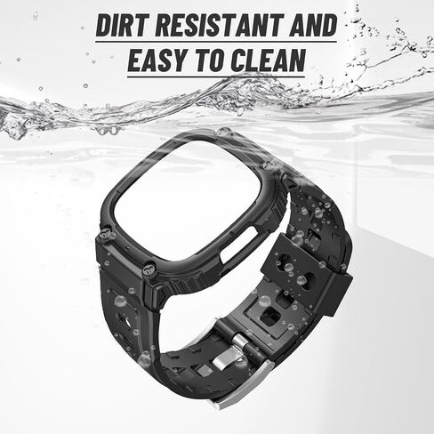 Watch Strong Protective Case with Band, Anti-drop Shock-proof Scratch-resistant Soft Silicon Adjustable Bumper, Protector and Strap Accessories Compatible with Fitbit Versa 3/4 [Black] in Saudi Arabia