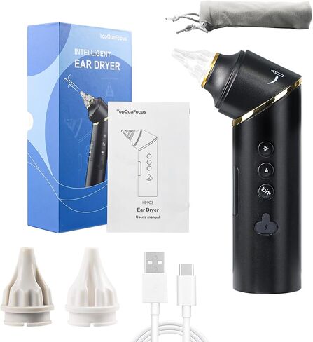 TopQuaFocus Ear Wax Removal Tool Effective Ear Dryer for Swimming, Water Sports, Surfing and Hearing Aid Use Improve Hearing Aid Function Gentle and Safe Ear Cleaning in Kuwait