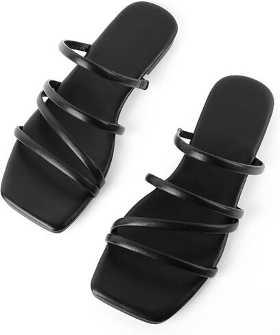 Zamikoo Flat Sandals for Women Strappy Square Open Toe Slip On Cute Flat Sandals for Summer in Saudi Arabia