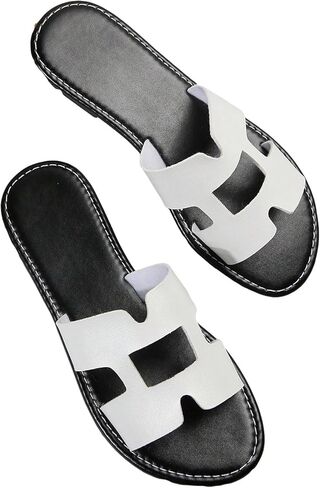 OYOANGLE Women's Colorblock Cut Out Flat Sandals Single Strap Slide Sandals Open Toe Fashion Slippers in Saudi Arabia