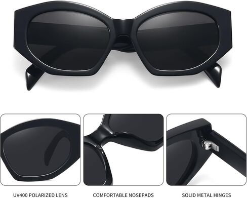 Hexagonal Polarized Sunglasses for Women Men Retro Trendy Designer Shades Sunglasses FZN815 in Saudi Arabia