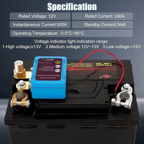 Kill Switch for Car,Car Battery Kill Switch Anti Theft,Remote Battery Disconnect Switch 12V 240A,Automatic Cut/Shut Off Switch for Car RV,ATV,Truck,Auto,Boat in Saudi Arabia
