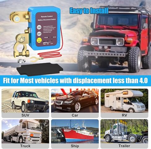 Kill Switch for Car,Car Battery Kill Switch Anti Theft,Remote Battery Disconnect Switch 12V 240A,Automatic Cut/Shut Off Switch for Car RV,ATV,Truck,Auto,Boat in Saudi Arabia