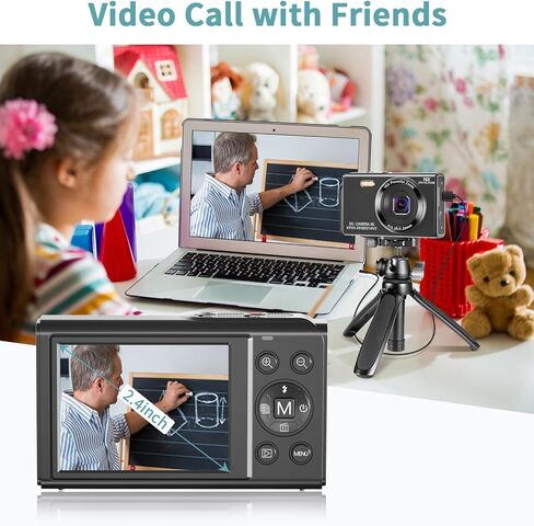 كاميرا رقمية 1080 بكسل، كاميرا بوينت آند شوت 2.8 بوصة، كاميرا رقمية مع تكبير رقمي 16X، كاميرا للأطفال مع بطاقة SD سعة 32 جيجابايت، كاميرا رقمية للأطفال والفتيات والمراهقين والأولاد والمبتدئين، أسود in Kuwait