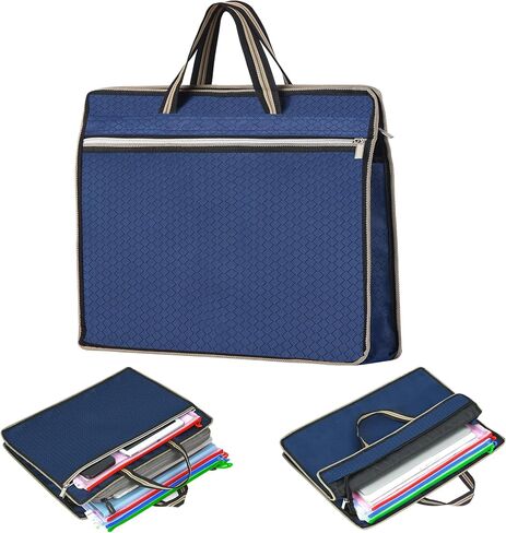3pcs Document Bag, Oxford Briefcase with Zipper, Portable File Bag with Handle, Waterproof Laptop Bag for School Office Travel Meeting, Carrying Storage Bag for Document File Laptop (Blue) in Saudi Arabia